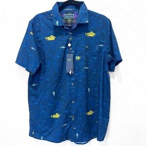 William Murray Golf Blue and Yellow Casual Button Down Shirt 3XL